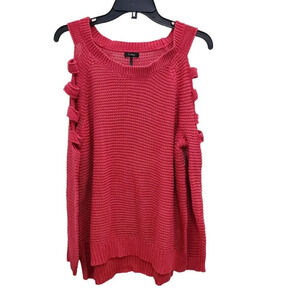 Pacsun | Nollie Women's‎ Pink Cold Shoulder Cut Out Sleeve Open Knit Sweater M